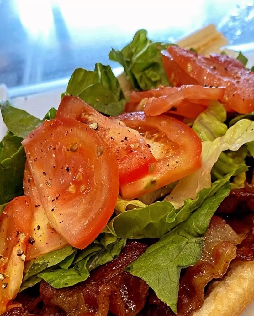 The BLT with maple glazed bacon, lettuce and tomato
